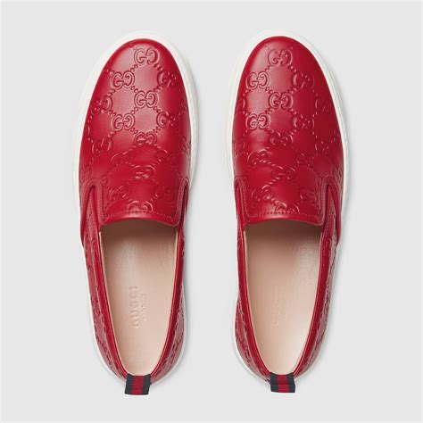 gucci signature slip on sneaker red|slip on Gucci price.